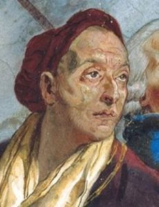 Tiepolo's self-portrait in his painting <i>The Triumph of Marius</i> (1729)