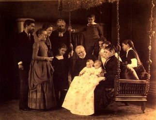 Louis Comfort Tiffany with his parents, Louise Wakeman Knox, and children in 1888.