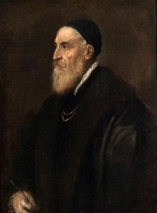 <i> صورة ذاتية لتيتيان </ i> (حوالي 1567) في متحف ديل برادو ، مدريد