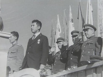 Kim Il-sung, known to his citizens as “the Great Leader”, attending a state event with members of the Soviet Civil Administration in October 1945.