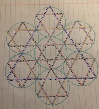 Occult Geometry, a two-dimensional representation of Perpetual Motion. Occult geometry delves into the hidden and mystical properties of geometric shapes and their symbolic meanings.