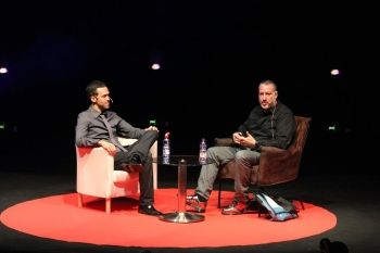Spencer Tunick with Israeli Photographer Roie Galitz at the 2012 Israeli Photography Conference
