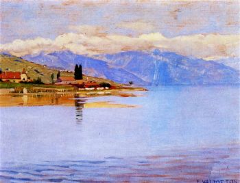 <i>Le port de Pully</i> (etude) (1889). One of Vallotton's several early impressionistic Swiss landscapes.