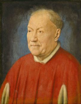 This painting <i>Cardinal Nicolo Albergati</i> (1431) is based on the sketch by Jan van Eyck made during the Cardinal's visit to Antwerp. Although exceedingly detailed and naturalistic, the original drawing reveals the painted portrait is also a slightly idealized depiction.