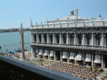 Jacopo Sansovino's Library of St. Mark's (1537-1587) shows his classical design, employing columns, mathematical proportions, and statuary combined with elements that reflect the Venetian love of decorative embellishment. Photograph by Maria Schnitzmeier