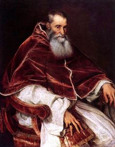 Titian's <i>Portrait of Pope Paul III</i> (c. 1543) conveys the shrewd and powerful presence of the pontiff.