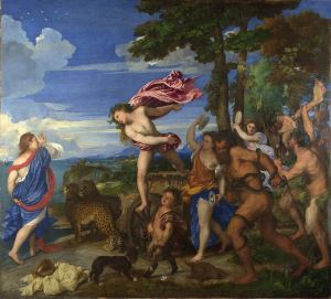 يصور فيلم Titian <i> Bacchus و Ariadne </i> (1522-1523) إله النبيذ باخوس ، وقد وصل مع أتباعه ، في اللحظة الدرامية التي أدركت فيها أريادن للتو أنها قد هجرها عشيقها ثيتيس.