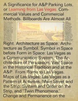 <i>Learning from Las Vegas</i> (1972). The famous first edition cover design by Muriel Cooper.