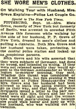 <i>Newspaper clipping</i> (1910) recounting Freytag-Loringhoven's arrest for crossdressing