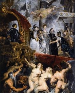 <i>The Landing of Marie de Médici at Marseilles</i> (1625) by Peter Paul Rubens, one of several paintings by Rubens that was transformational for the young Watteau