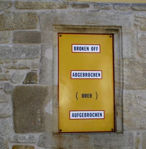 Lawrence Weiner's <i>Broken Off</i>, installed in Sindelfingen, Germany in 1989.