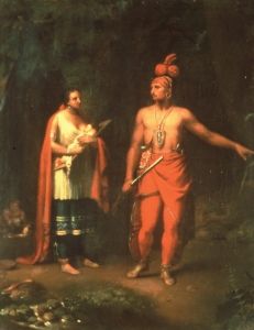 West's <i>Savage Warrior Taking Leave of His Family</i> (1760) mimics the <i>Apollo Belvedere's</i> contrapposto form in his study of a Native American scene.