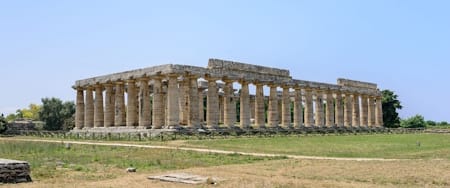 <i>First Temple of Hera</i> (c. 550 BCE). Winckelmann visit to Paestum prompted him to write his treatise, “Remarks on the Architecture of the Ancients” (1761).