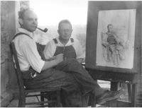 Grant Wood and John Steuart Curry at the Stone City Art Colony, during the summer of 1933