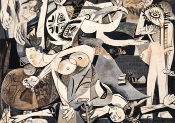 Yamamoto Keisuke's <i>Hiroshima</i> (1948) references Pablo Picasso's <i>Guernica</i> (1937) in its depiction of the atomic bombing of Japan.