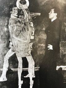 Schiele in front of <i>Encounter</i> - a painting not preserved (1914)