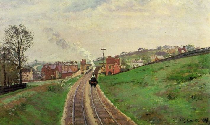 Pissarro's <i>Lordship Lane Station, Dulwich</i> (1871), one of the works he created as a refugee in London during the Franco-Prussian War.