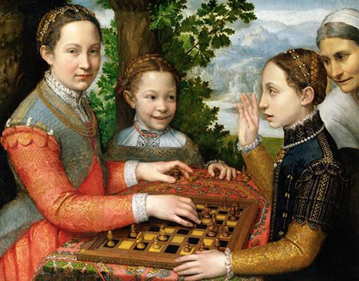 Portrait of the Artist's Sisters Playing Chess (c. 1555)