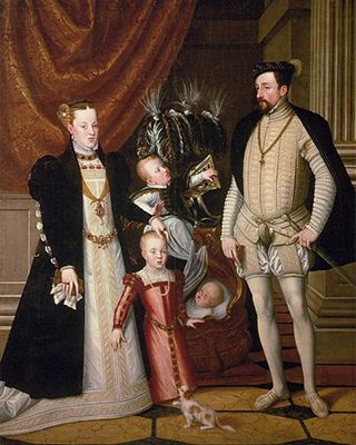 ماكسيمليان الثاني وزوجته وثلاثة أطفال (1563)