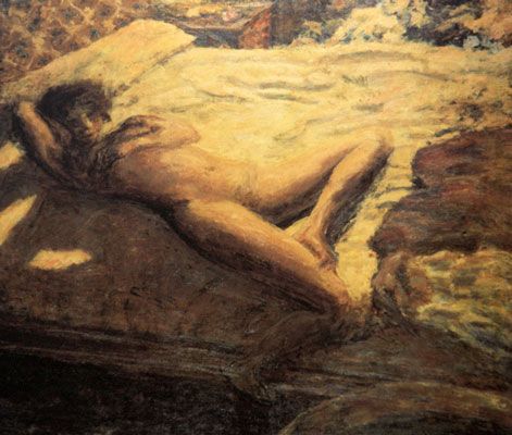 امرأة متكئة على سرير (1899)