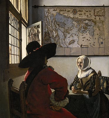 Johannes Vermeer: De Soldaat en het Lachende Meisje (Officer and Laughing Girl) (c. 1657)