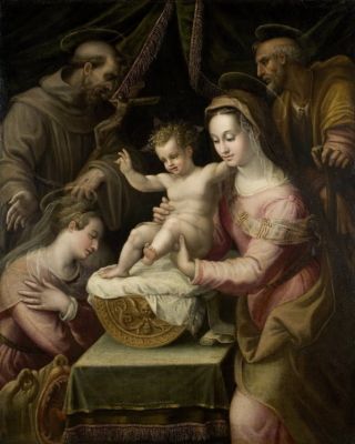 Holy Family with Saints Margaret and Francis (1578)