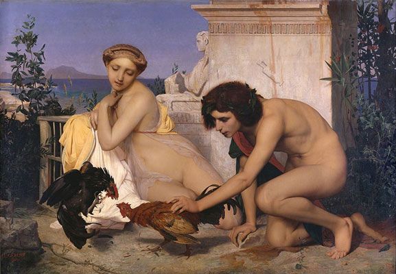 Young Greeks Attending a Cock Fight (also called The Cock Fight) (1846)