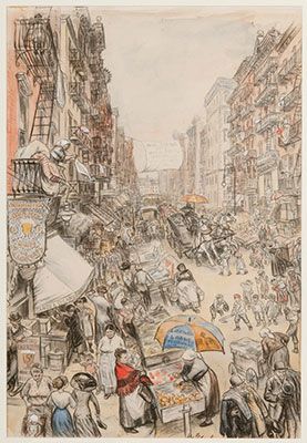 Far from the Fresh Air Farm: The crowded city street, with its dangers and temptations, is a pitiful makeshift playground for the children (1911)