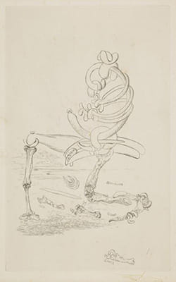 Salvador Dalí: Untitled (Composition with Skeleton Figure) (1934)