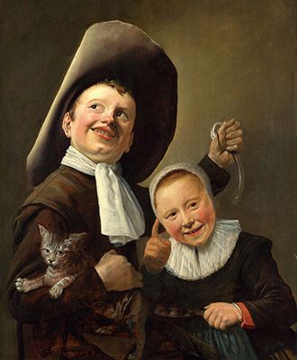 صبي وفتاة مع قطة وثعبان (سي 1635)