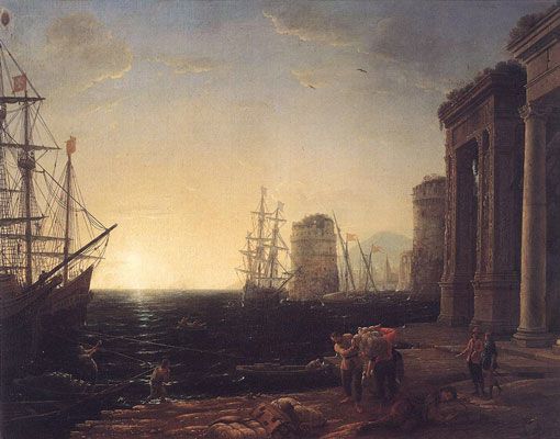 Harbor Scene at Sunset (1643)