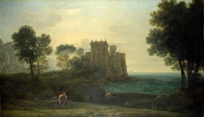 منظر طبيعي مع نفسية خارج قصر كيوبيد (القلعة المسحورة) (1664)