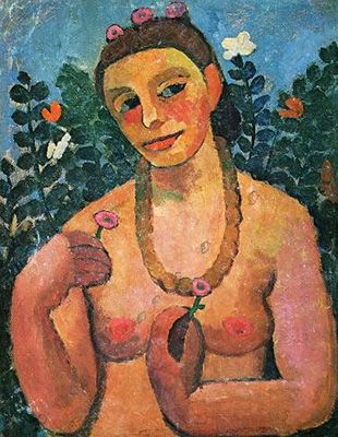 Self-Portrait Nude with Amber Necklace, Half-length I (1906)