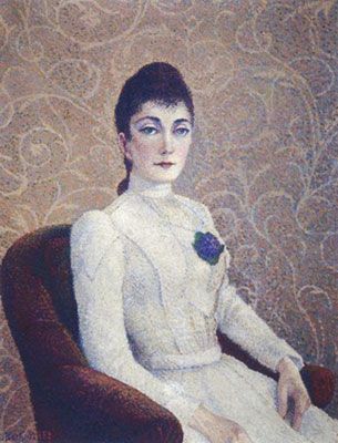 Albert Dubois-Pillet: La Dame à la Robe Blanche (Woman in White) (1886-87)