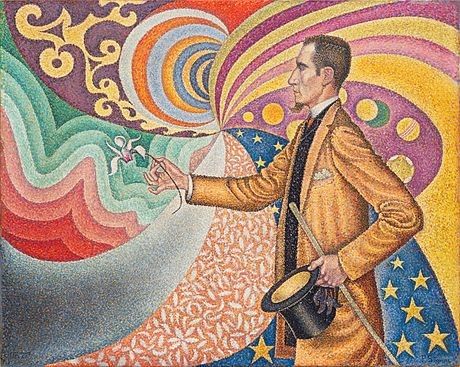 Paul Signac: Against the Enamel of a Background Rhythmic with Beats and Angles, Tones, and Tints, Portrait of Félix Fénéon (1890)