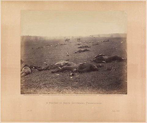 Timothy H. O\'Sullivan: A Harvest of Death, Gettysburg, Pennsylvania, July 4, 1863 (1863)