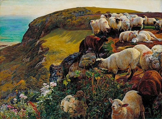 William Holman Hunt: Our English Coasts (Strayed Sheep) (1852)