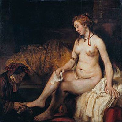 Black guy holding flower infront of naked woman art Rembrandt Artworks Famous Paintings Theartstory