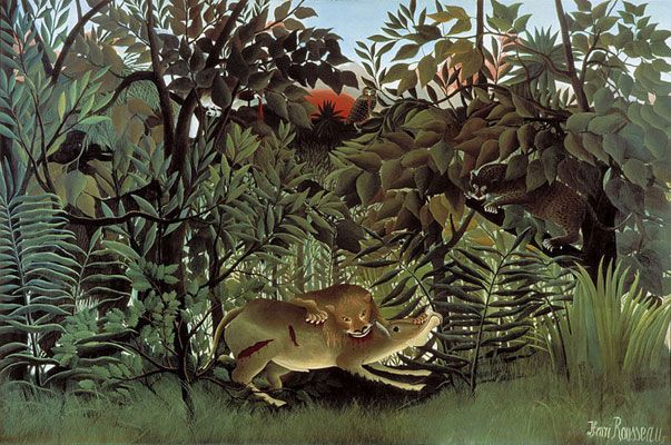 The Hungry Lion Throws Itself on the Antelope (1905)