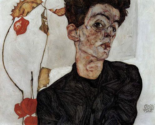 Self-Portrait with Chinese Lantern Plant (1912)
