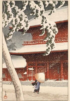 Kawase Husui: Zôjô-ji Temple in Shiba (Shiba Zôjô-ji) (1925)