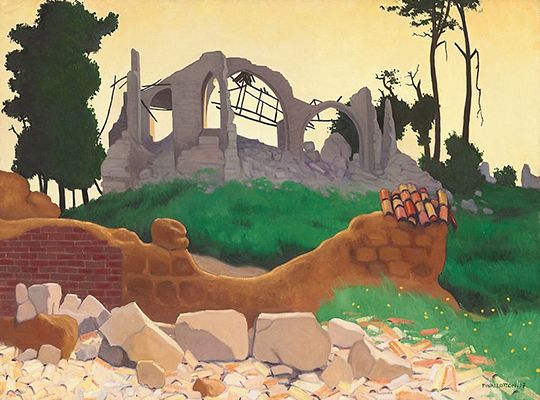 L'église de Souain en silhouette (The church of Souain in silhouette) (1917)