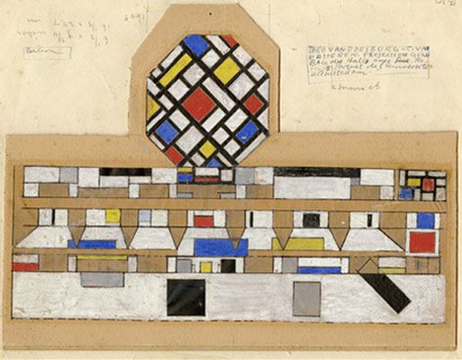 Color design for the floor, walls and ceiling of an academic building in Amsterdam (1923)